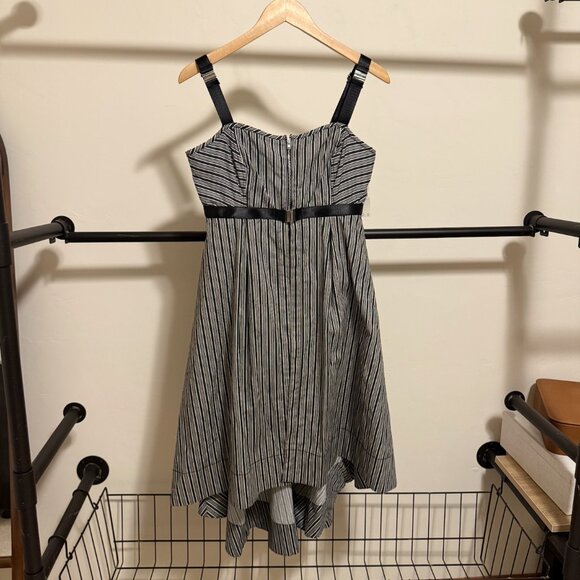 NWT By Anthropologie Black & White Stripe Square-Neck Asymmetric Romper Dress S - Picture 5 of 16